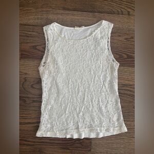 Vintage Gold Label Victoria’s Secret Ivory Sheer Lace Front Tank Top Size Medium